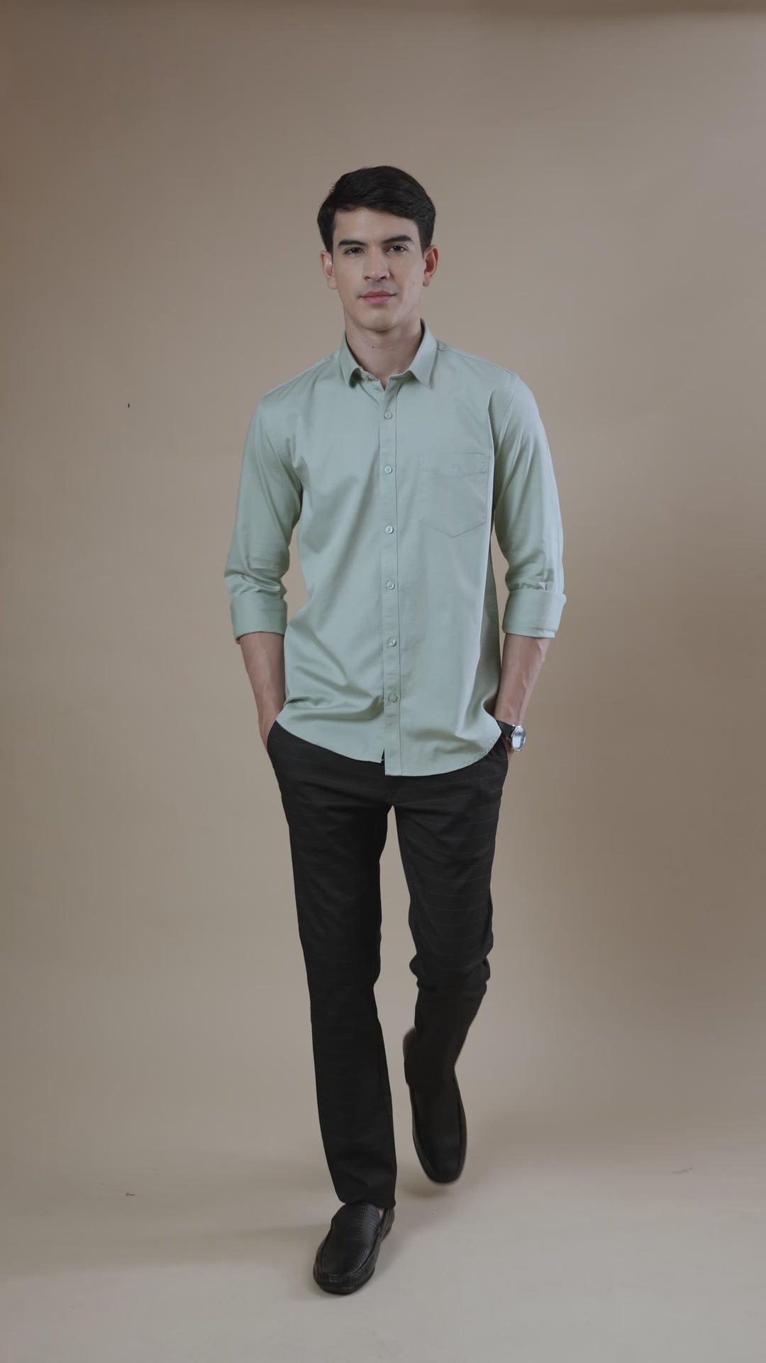 Light Blue Linen Blend Solid Shirt