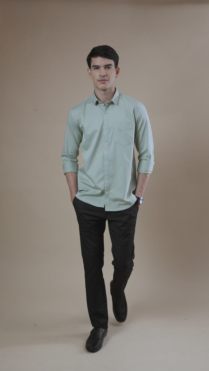 Light Blue Linen Blend Solid Shirt