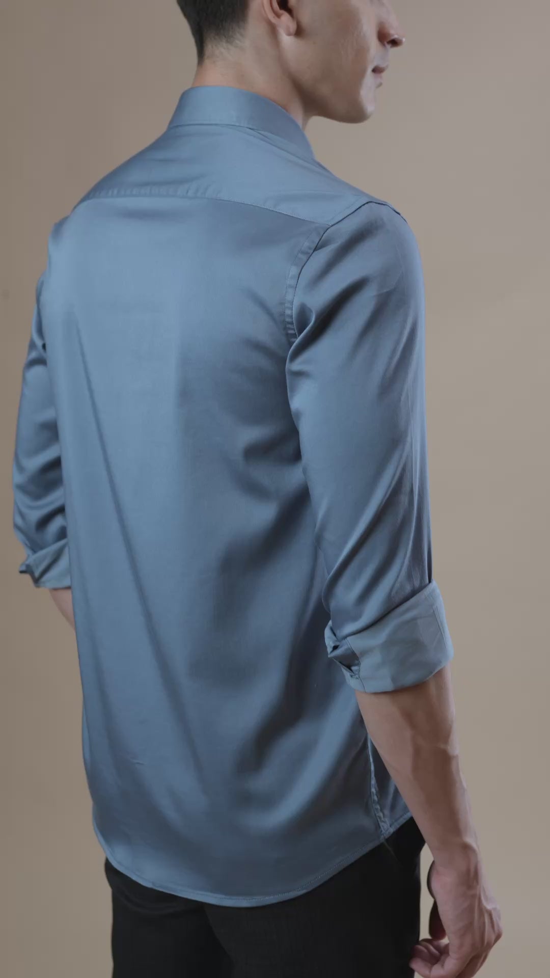 Dusty Blue Satin Solid Shirt