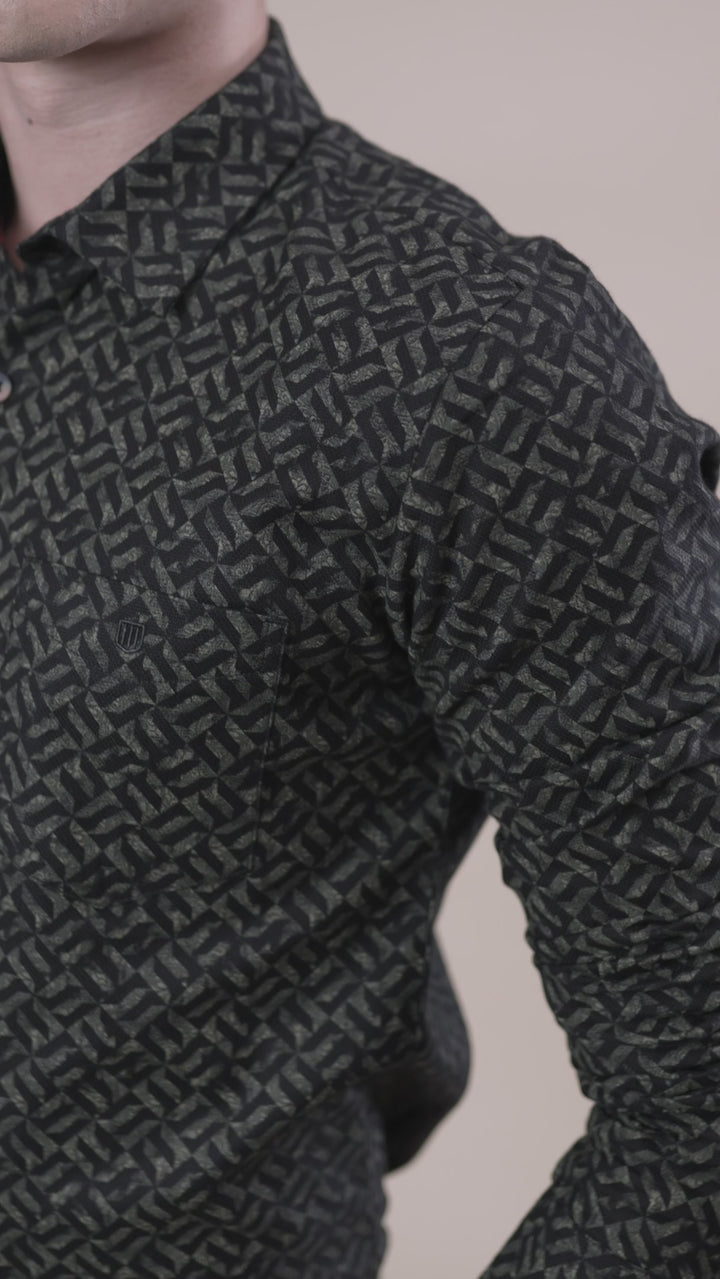 Black Illusive Textured Printed Shirt