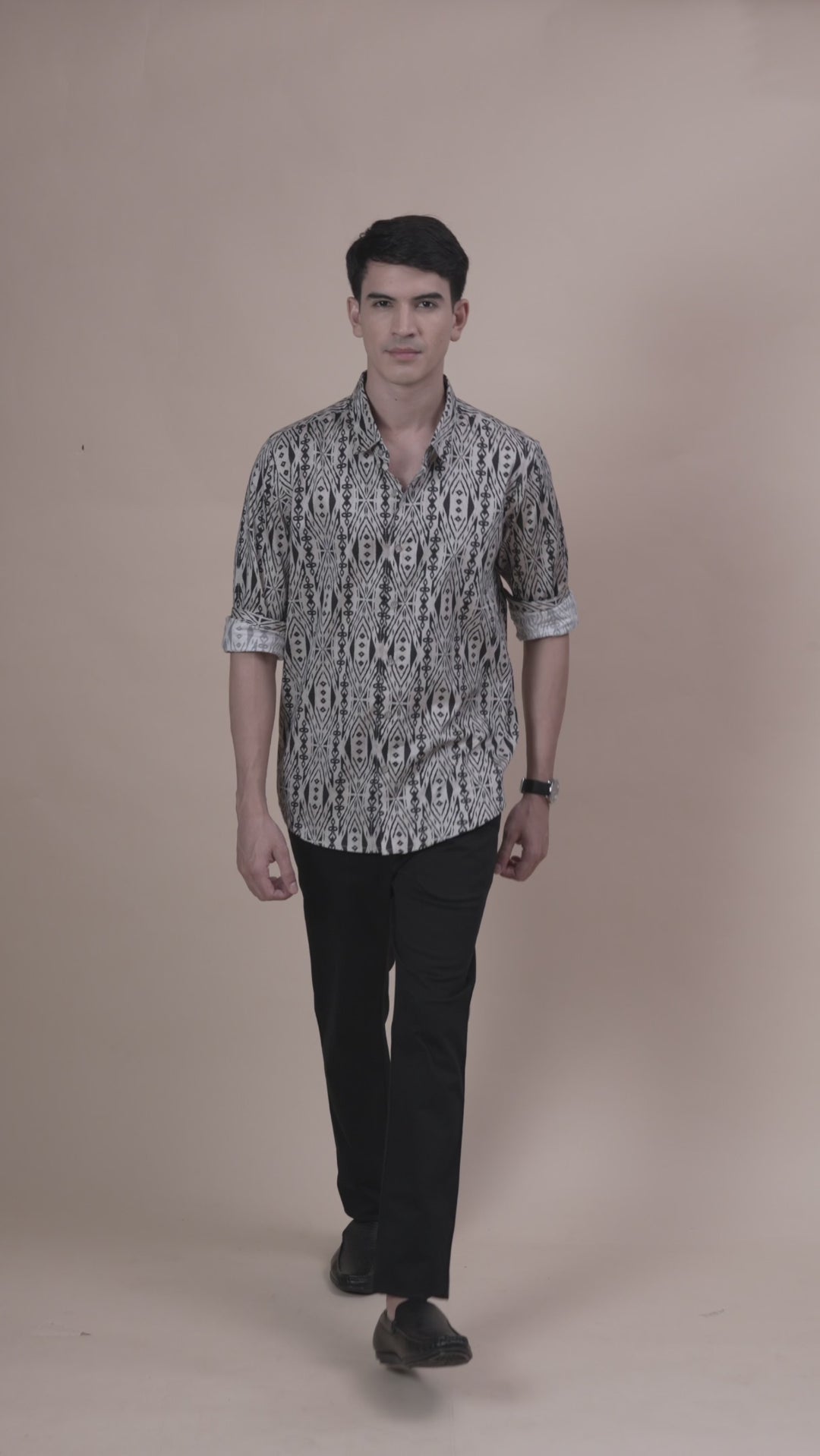 Navy Illusive Geometric Printed Shirt