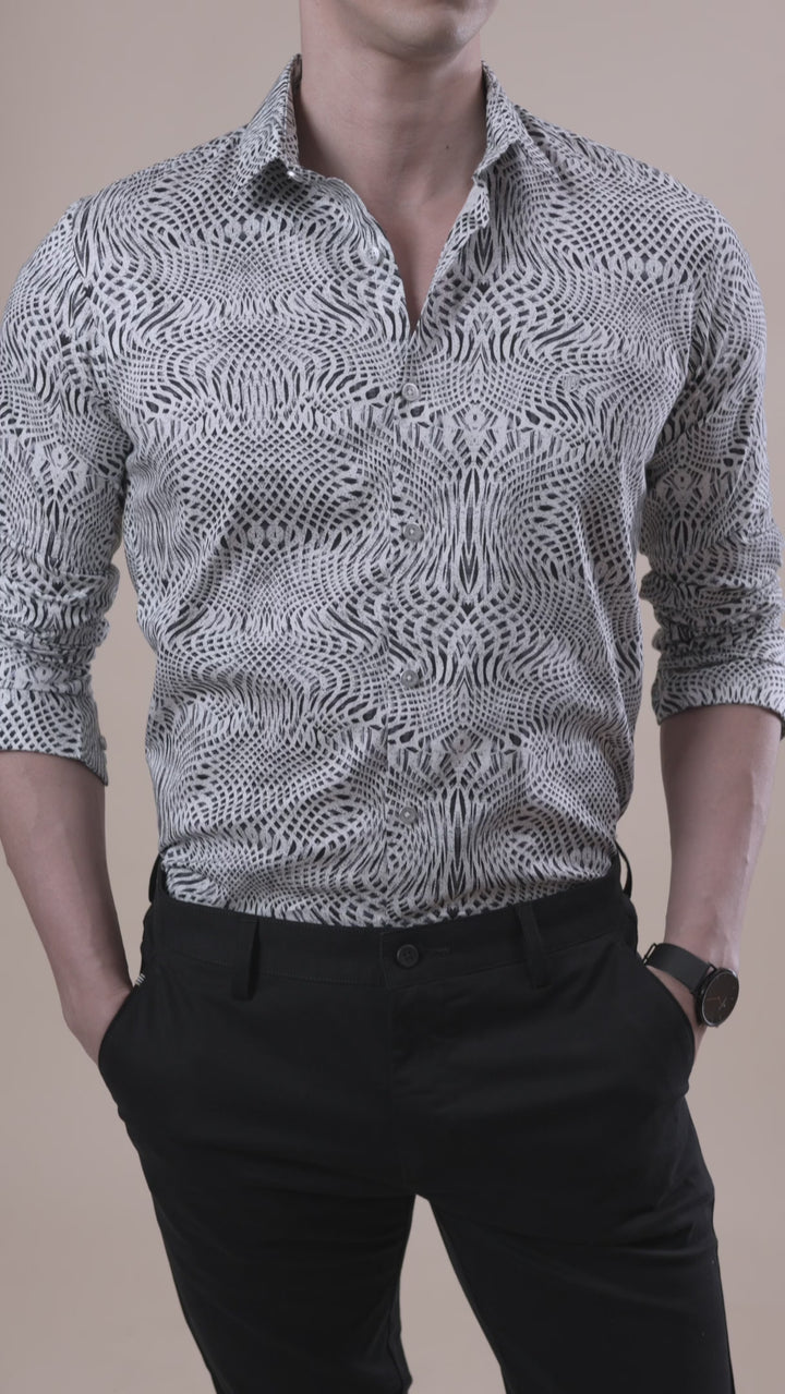 Black Monochrome Abstract Printed Shirt