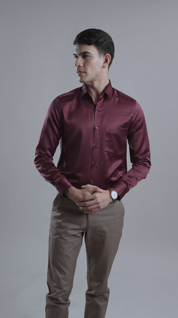 Maroon Satin Premium Shirt