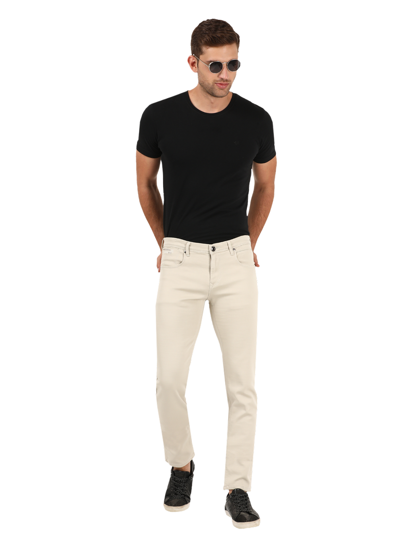 Beige Denim Core Trousers