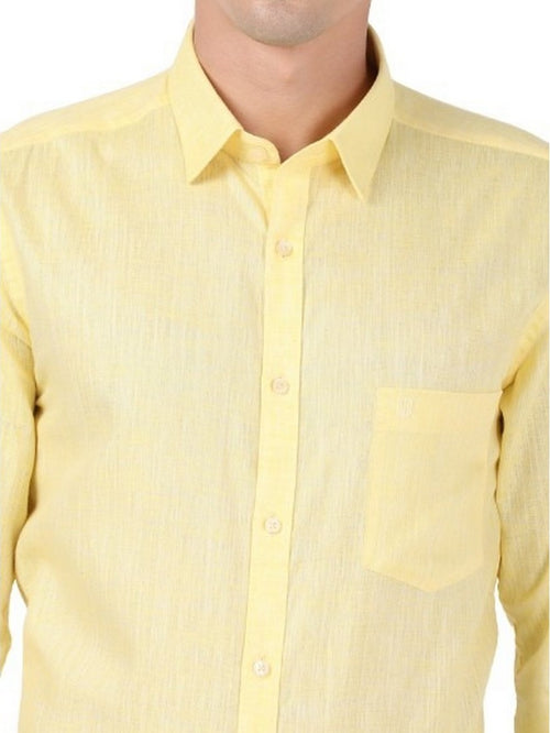 Cotton Blend Yellow Colour Plain Shirt Fabric Infinity