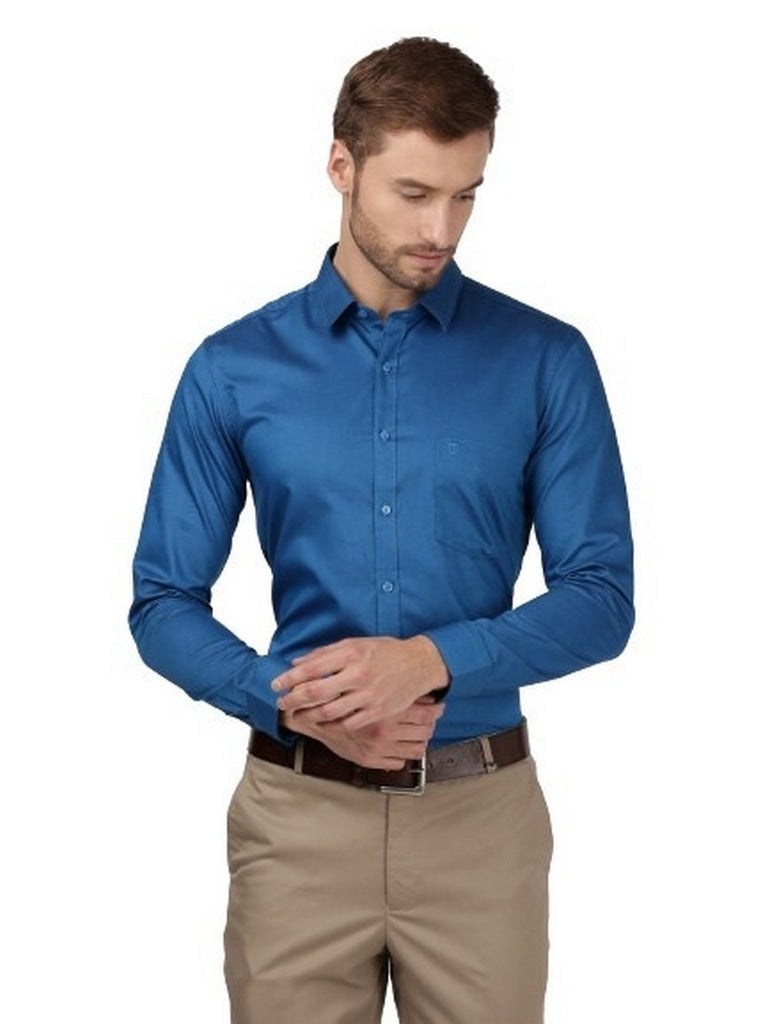 OTTO - Denim Blue Plain Formal Shirt. Relax Fit - EMMY_8