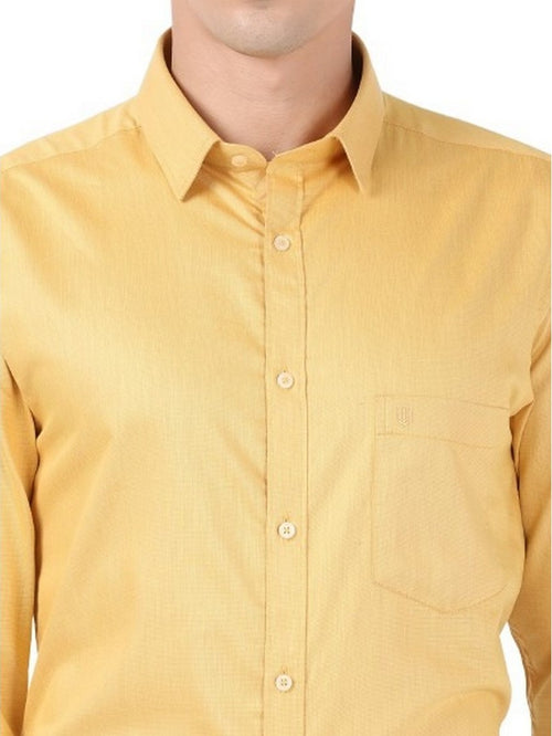 BASICS SLIM FIT FRENCH YELLOW COTTON OXFORD STRIPE